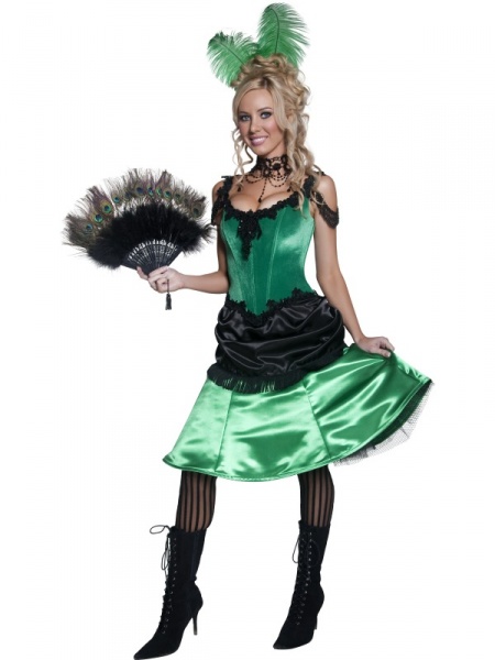 Kostým Kankánová tanečnica - zelená