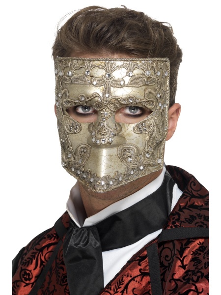 Benátska maska Bauta - deluxe zlatá